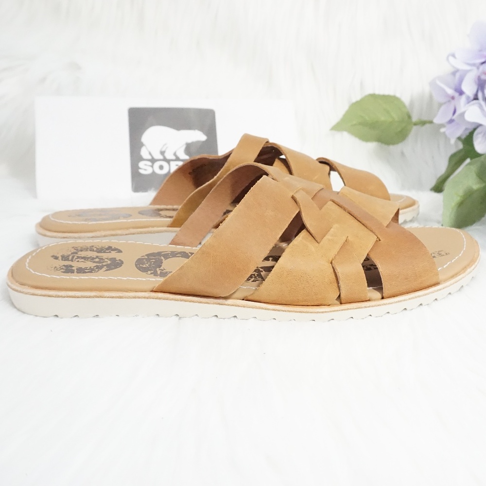 🆕SOREL Platform Slip On Slide Sandal Camel Brown - Picture 5 of 8